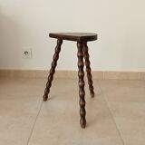 Vintage turned wood tripod stool