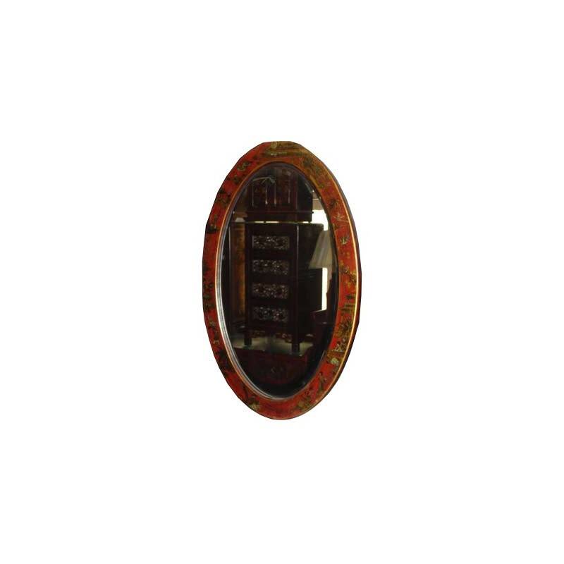 Miroir chinois oval façon cuir