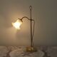 French antique brass goose neck table lamp with white opaque glass shade 5468.