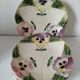 4 barbotine plates with pansies H. Boulenger Choisy-le-Roi