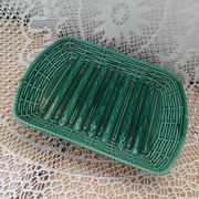 Antique Barbotine dish with asparagus motifs