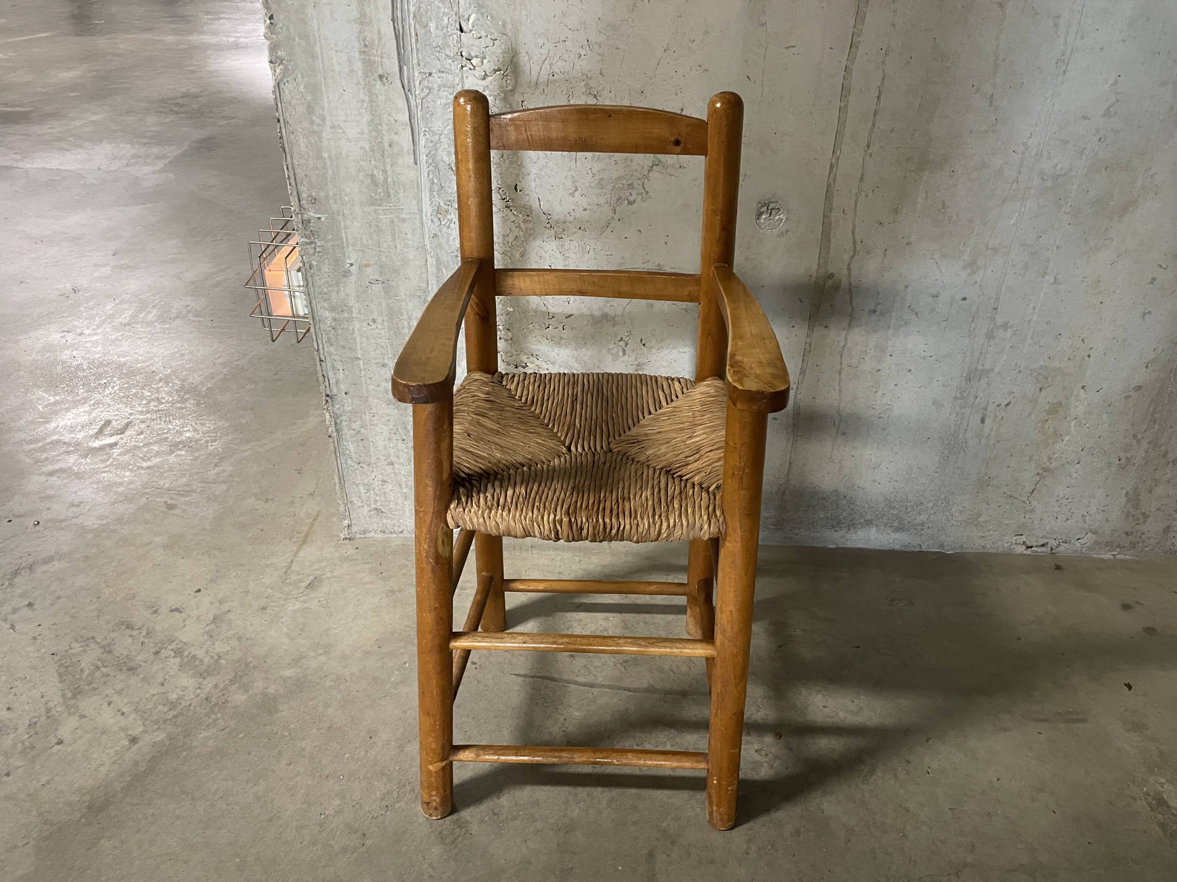 High straw chair for children