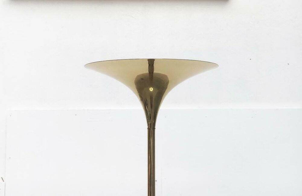Vintage German floor lamp in Hollywood Regency style made of brass by Doria Leuchten, 1970s.