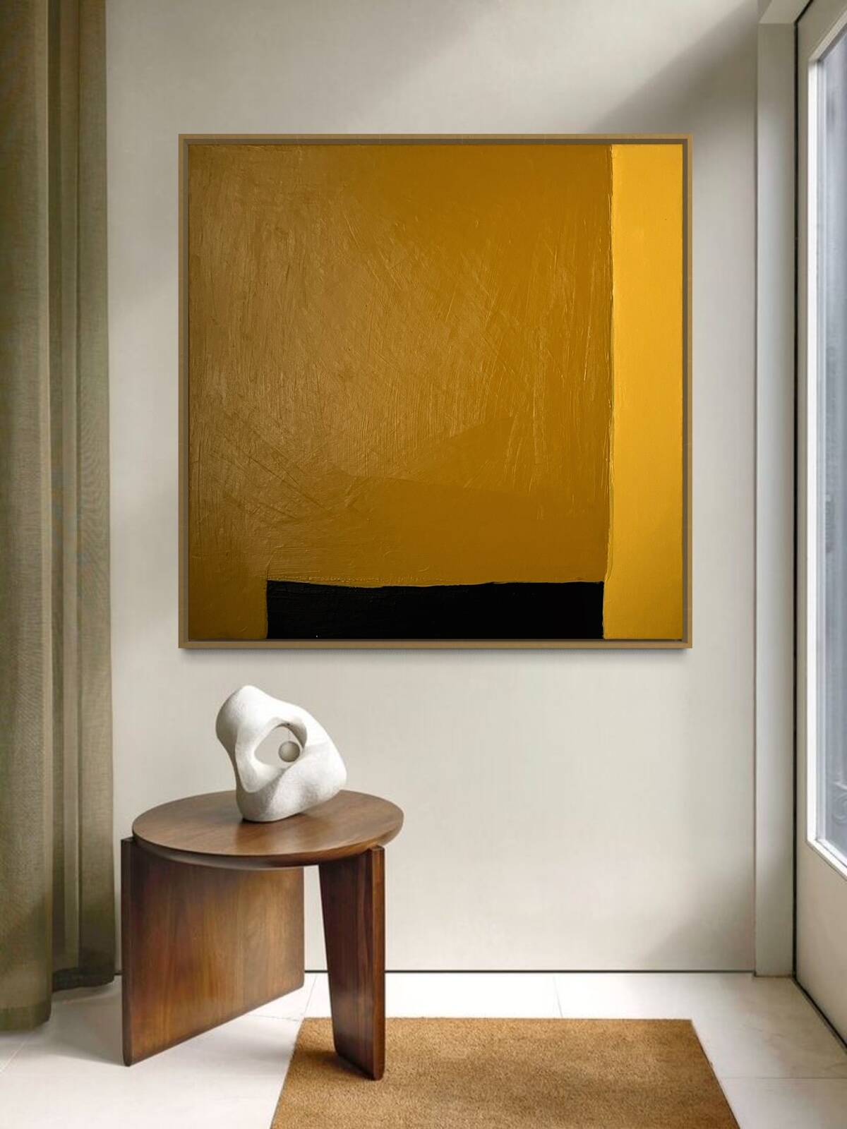 Abstract yellow-ochre canvas 80x80cm