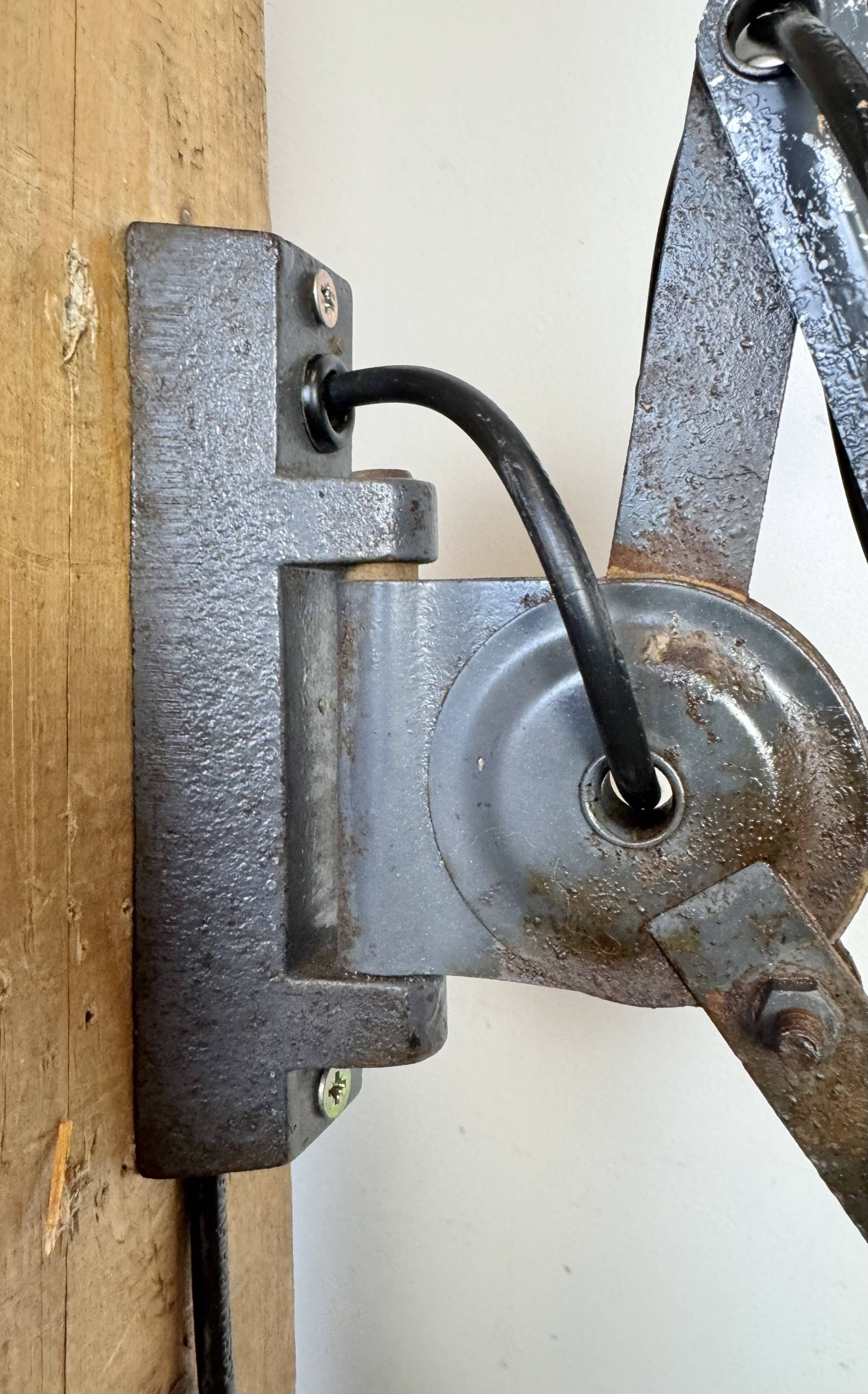 Grey Industrial Scissor Wall Lamp from Elektroinstala, 1960s