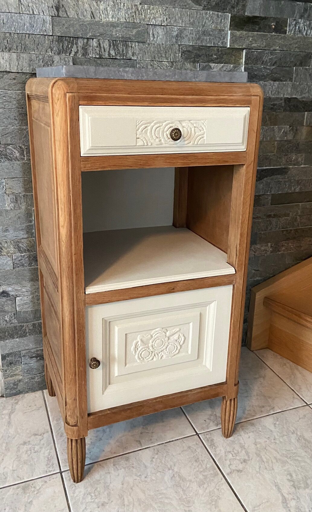 Art Deco bedside, grey marble