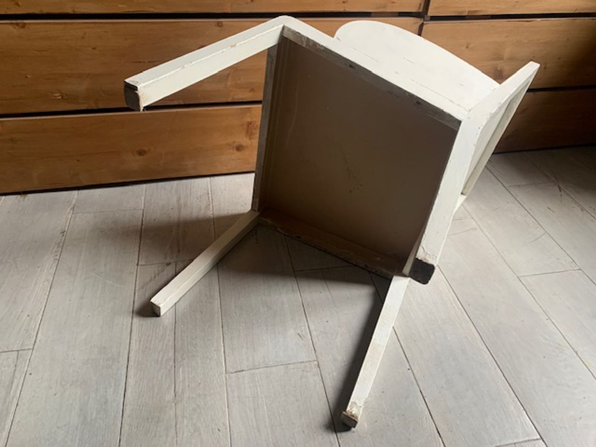 White wooden low chair 50s