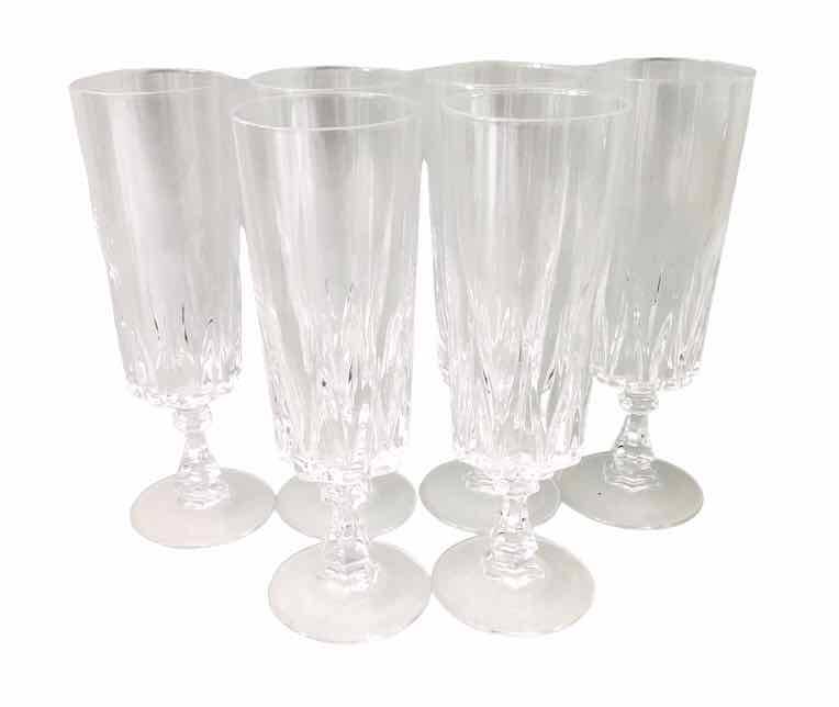 6 cut crystal flutes