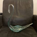 Large swan 31cm in glass crafts France glass bird statue vintage old