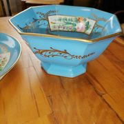 set of 4-piece dessert service pie dish, compotier, fruit cut and shady floral décor