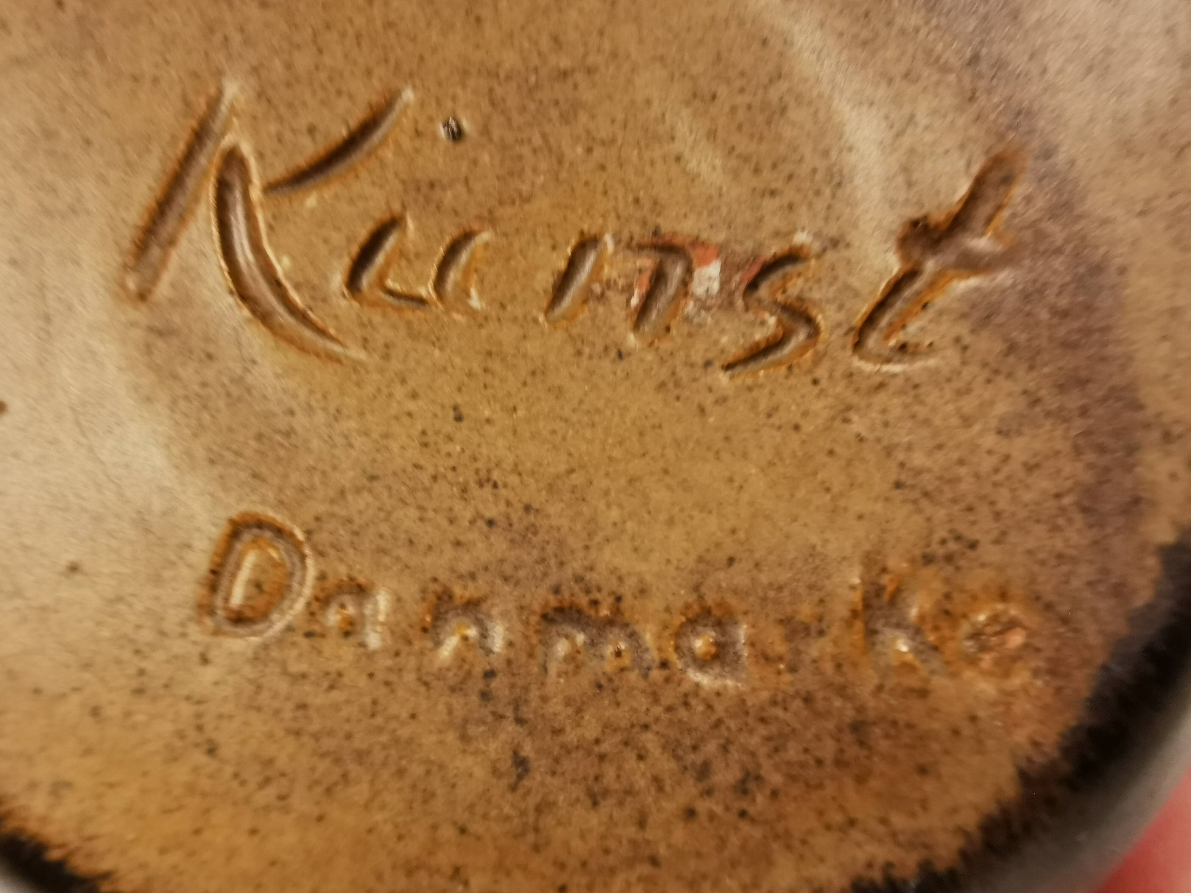 Ceramic vase in earthy/brownish/beige colours and tones. Judi Art, Denmark 1970s