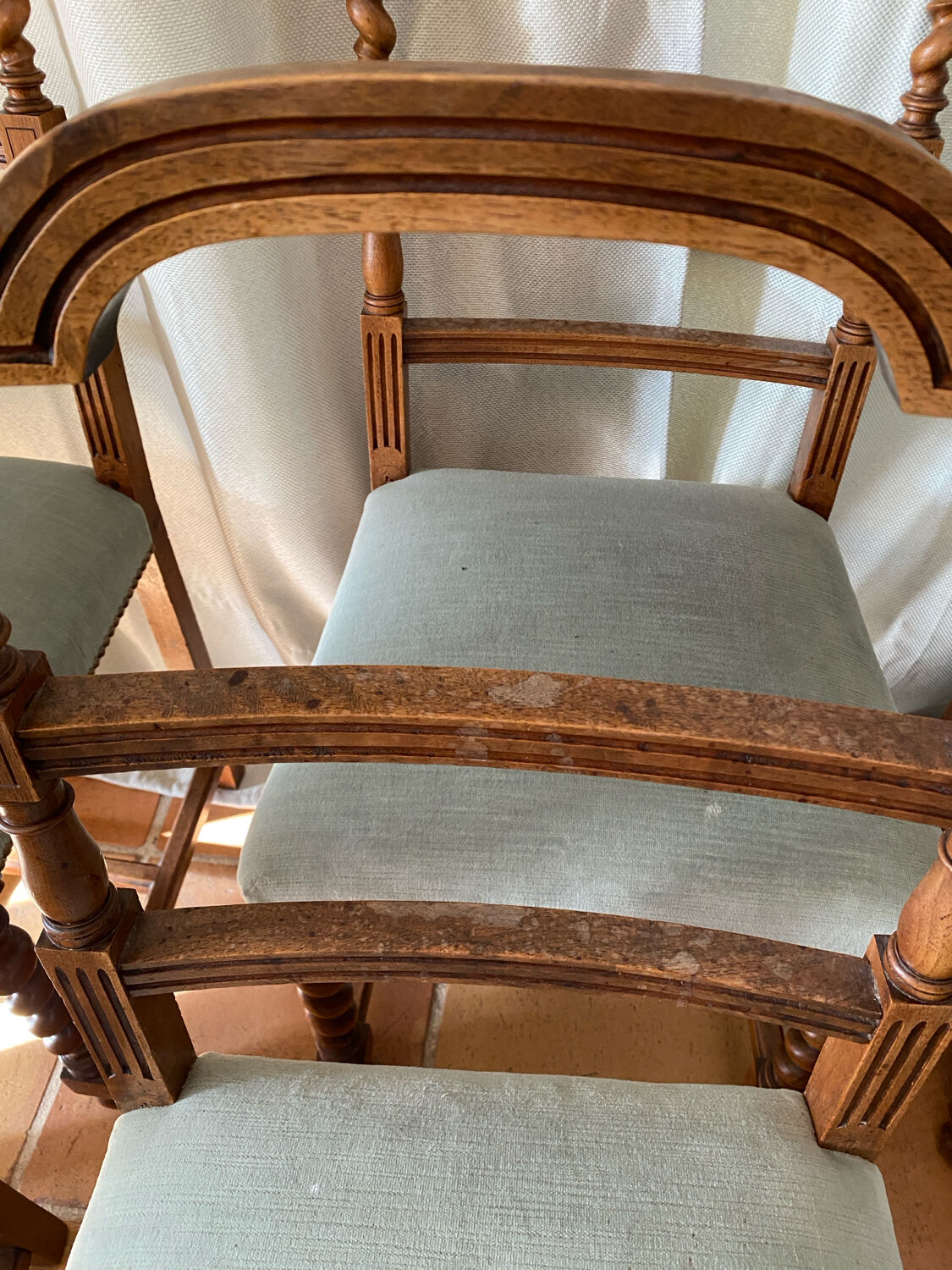 Six turned wooden chairs