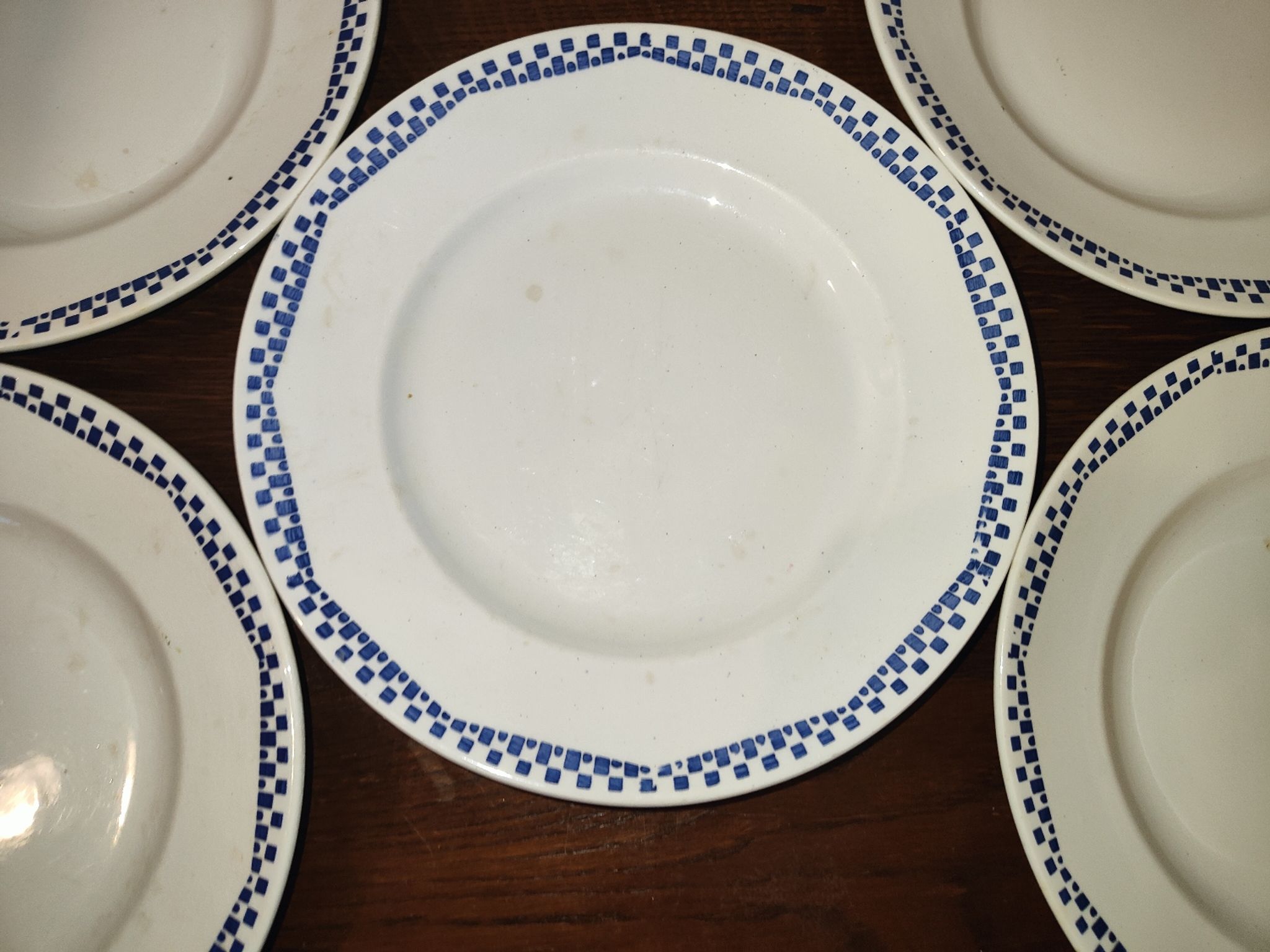 5 flat plates Moulin des loups and Hamage Orchies France blue 50s