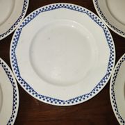 5 flat plates Moulin des loups and Hamage Orchies France blue 50s