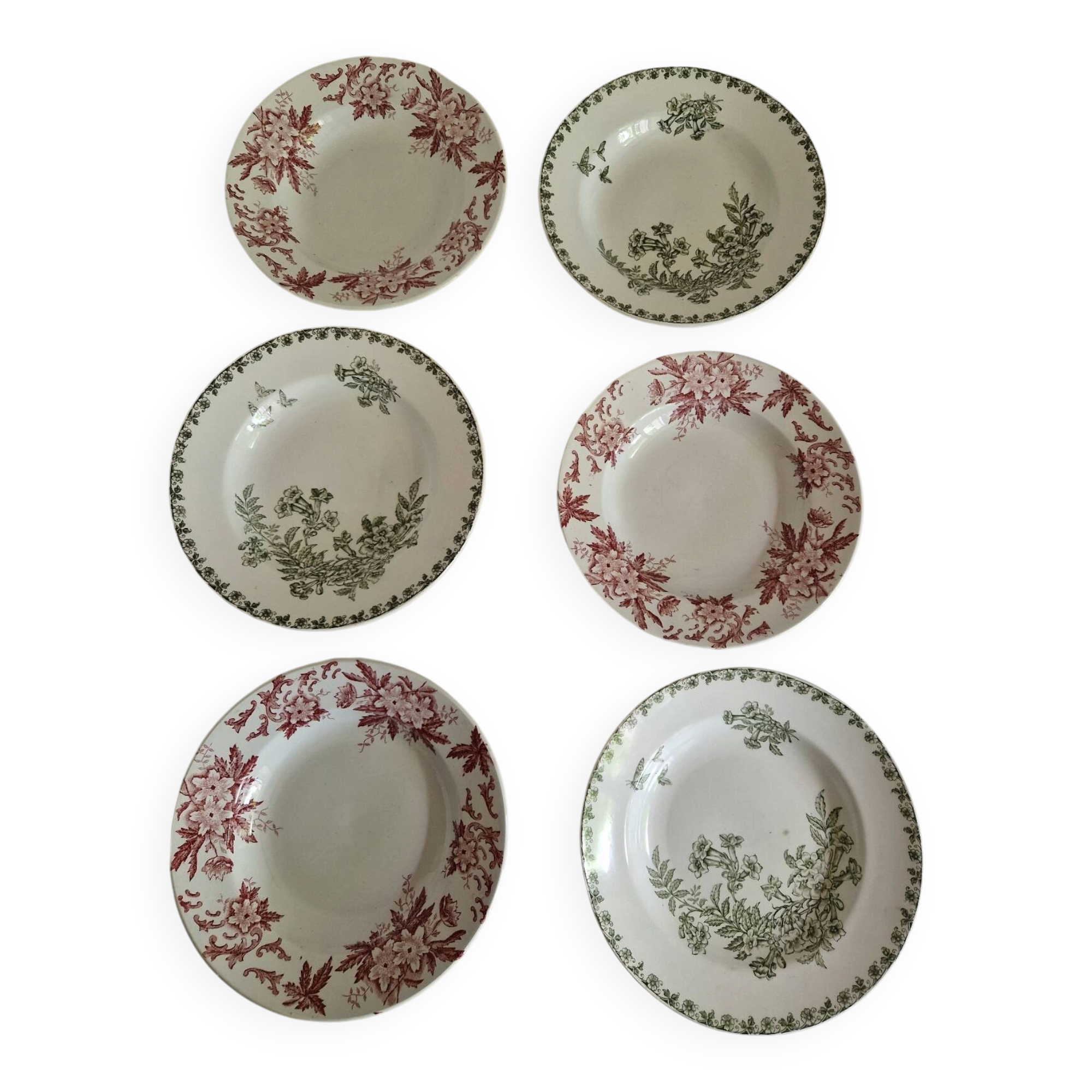 Set of 6 Deep Plates Saint Amand Terre De Fer Anemone Model Den