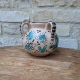 Old vase or pot with handles turquoise pattern Akteja