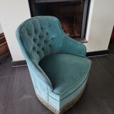 Upholstered velvet toad armchair