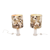 Pair of travertine lamps with three lights, Italy, 1970