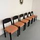 Lot of 6 blackened wooden chairs with French design fabric from the 1970s Self.