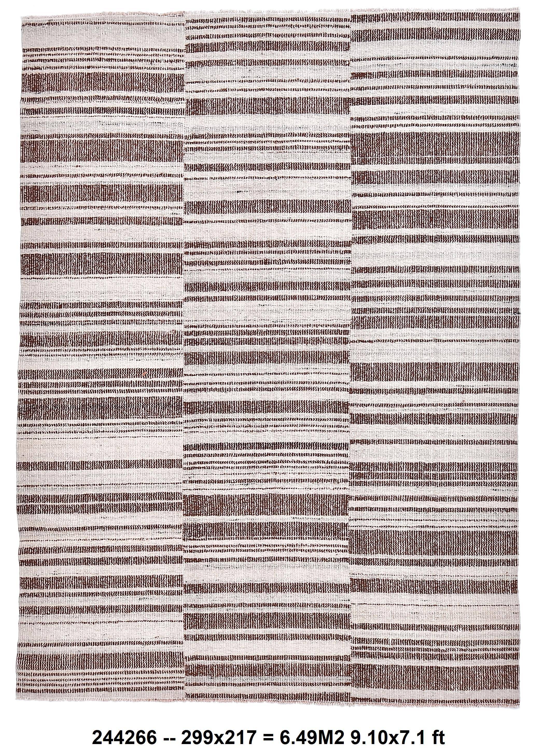 215x300 cm orange beige wool kilim rug, 7x10 terracota kilim rug.