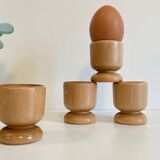 4 vintage turned wooden egg cups