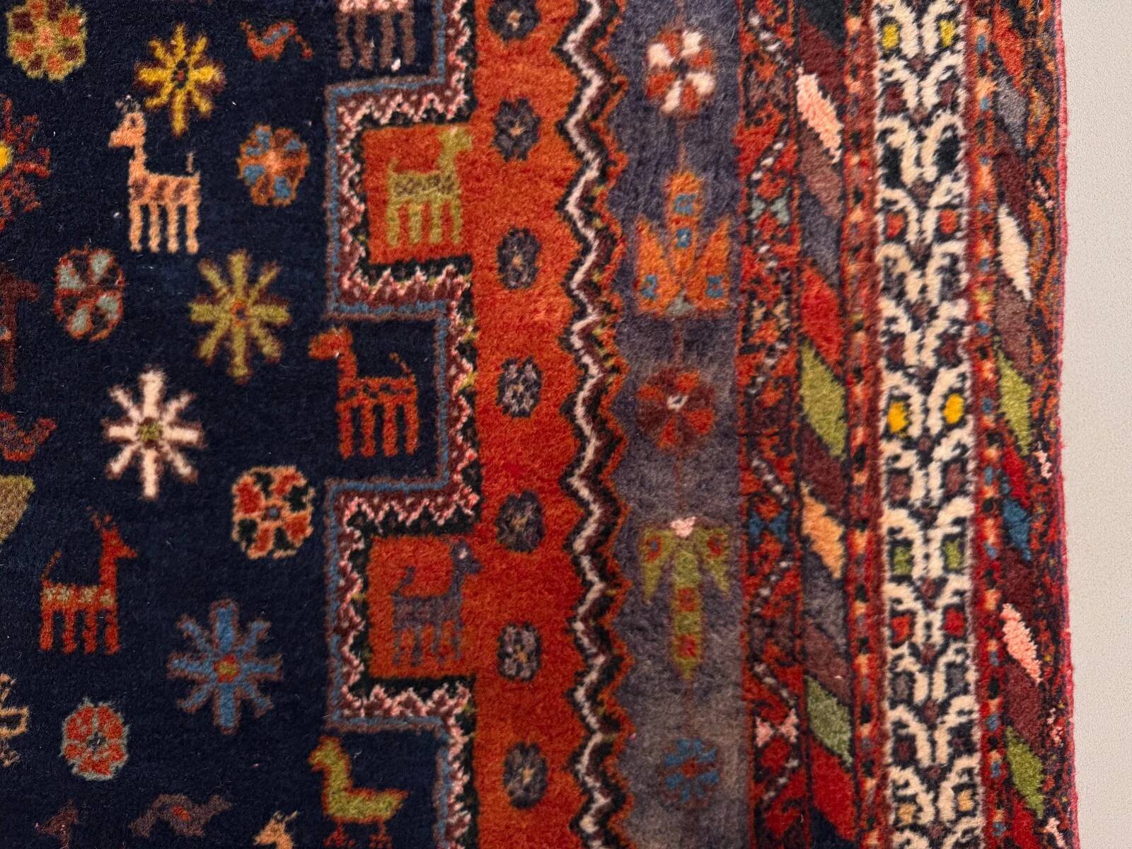 Vintage tribal rug 170x240 cm, wool oriental handmade rug large 2553