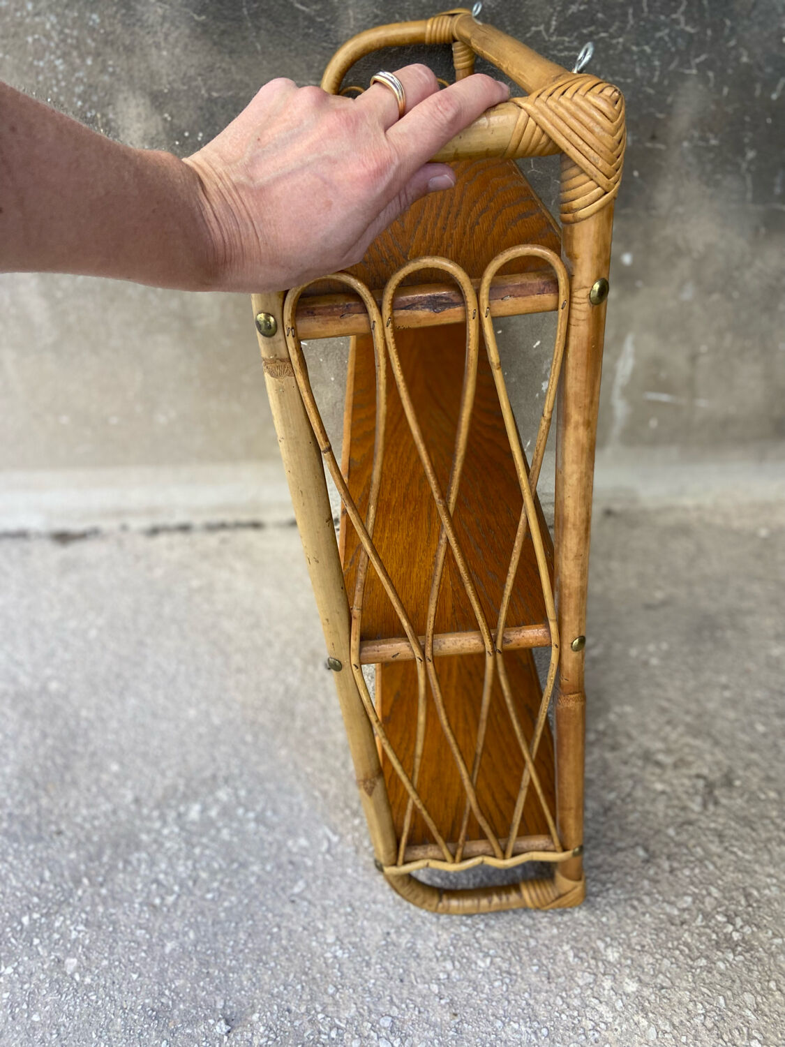 Vintage wall rattan shelf