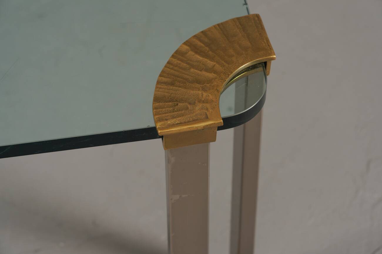 Vintage bronze and glass small coffee table by Peter Ghyczy, Germany 1970s