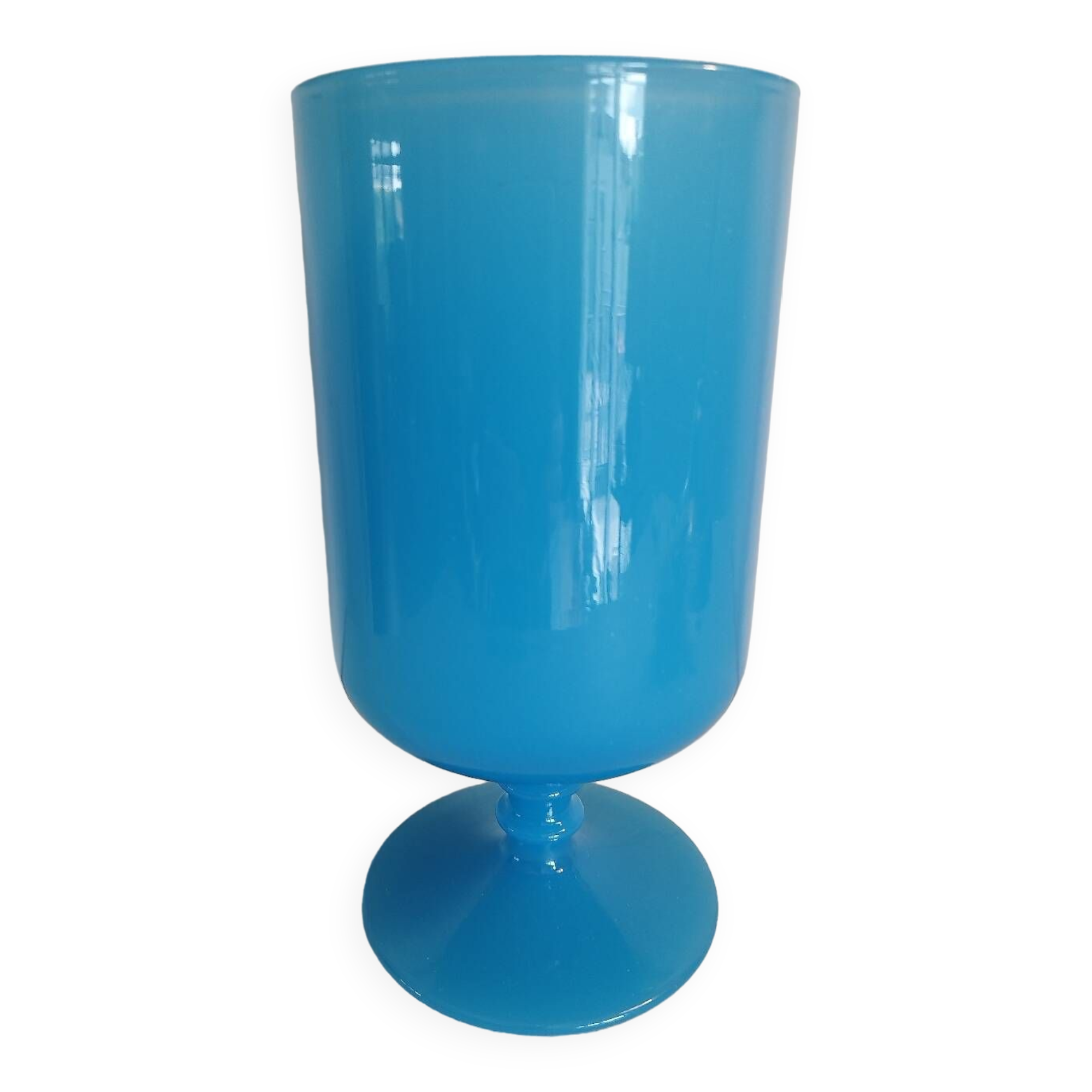 Blue vase on opaline pedestal