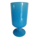 Vase bleu sur piédouche en opaline