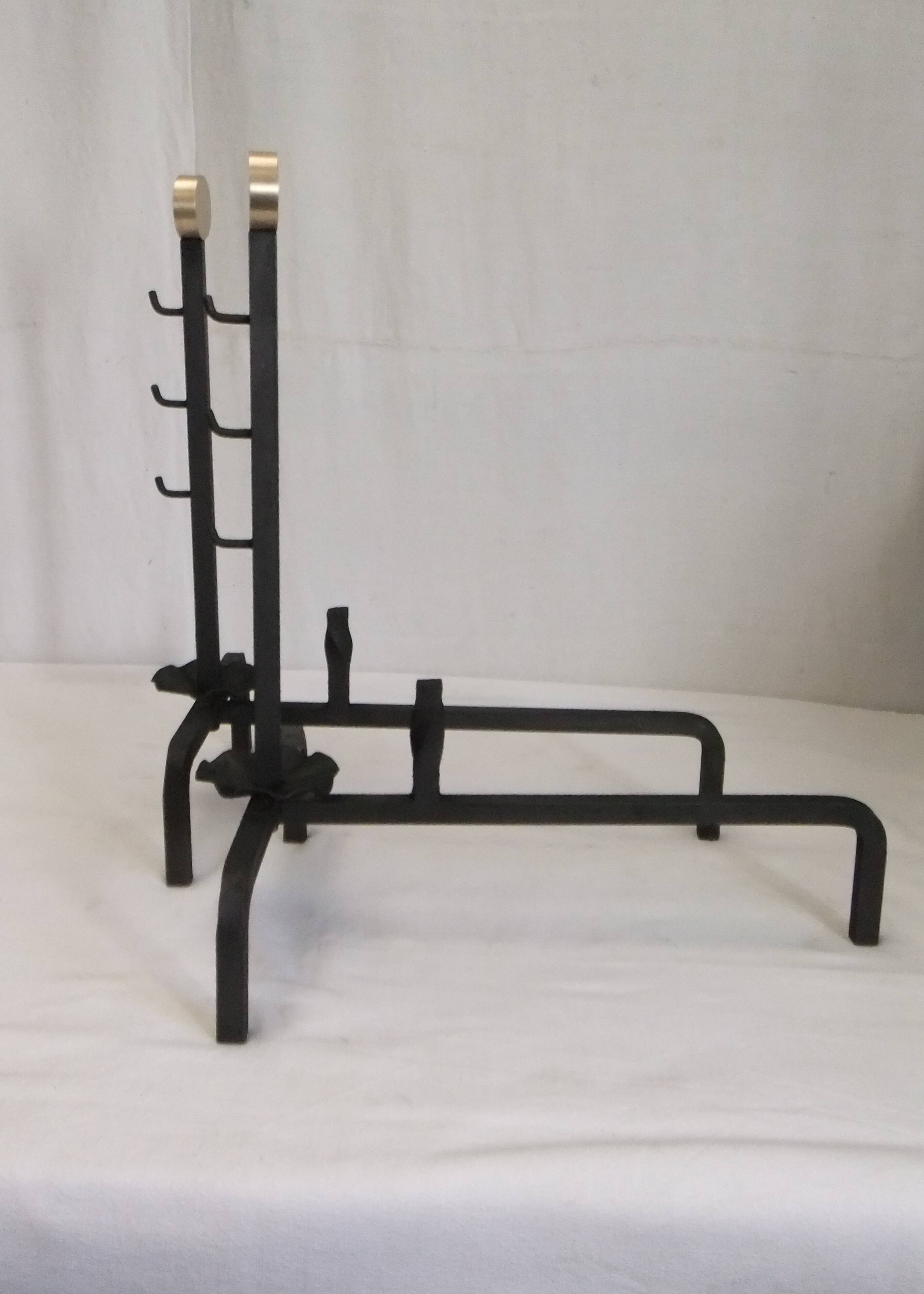 Bronze cast iron firewood fireplace accessory andier spit grill