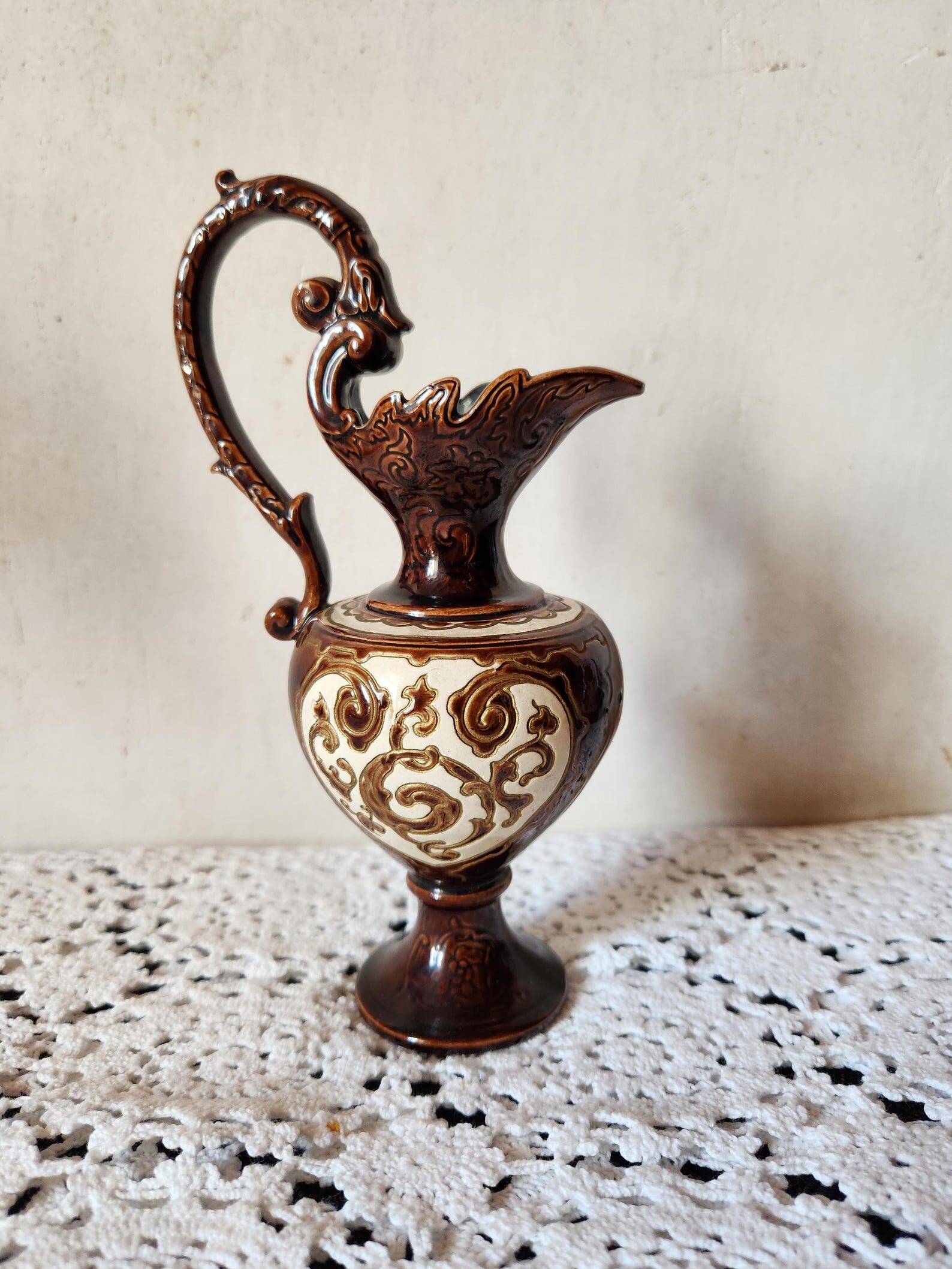 Austrian Bodenbach Gerbing & Stephan 1800s Pitcher Grecian Style Detail