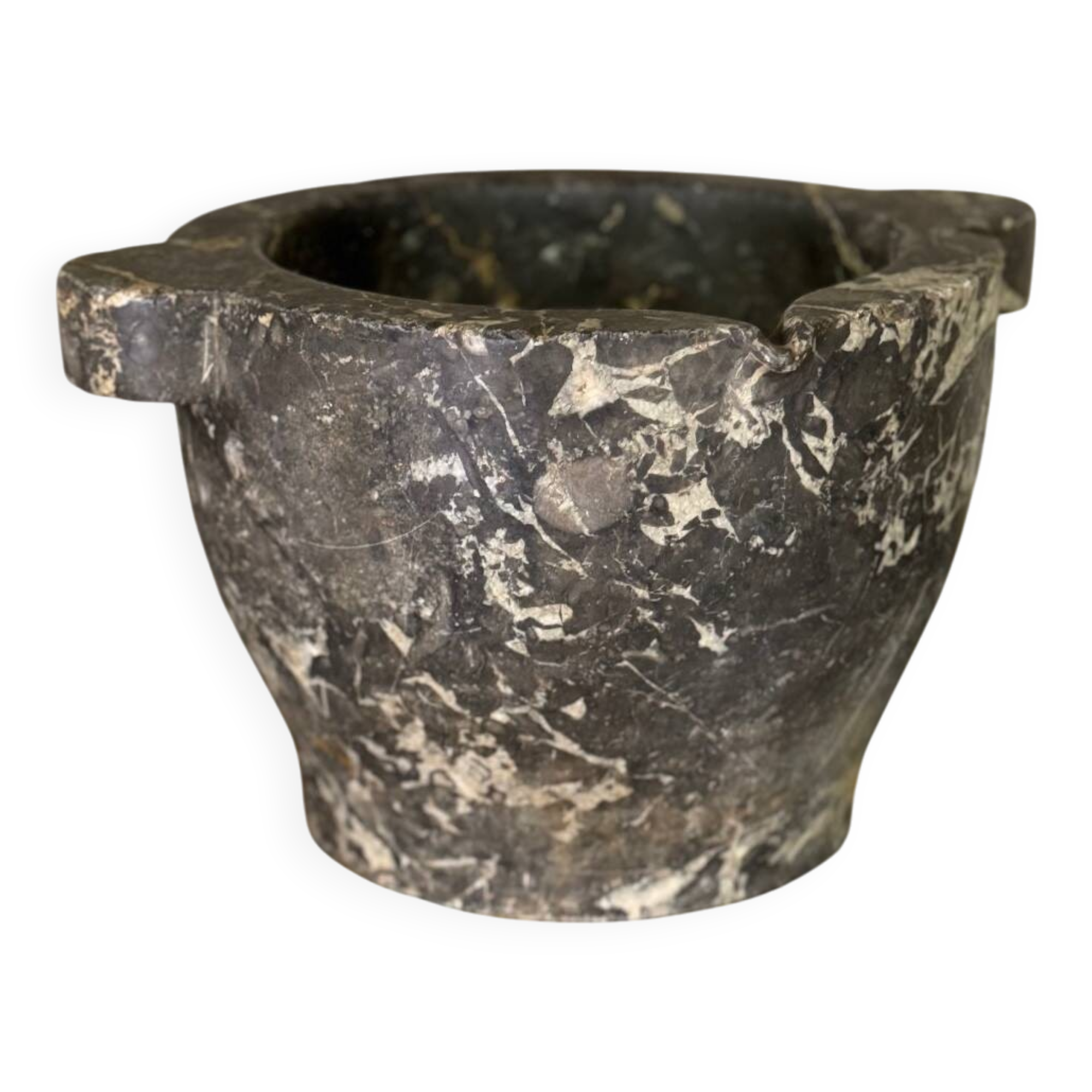 Large grey marble mortar Saint Anne, 19th century