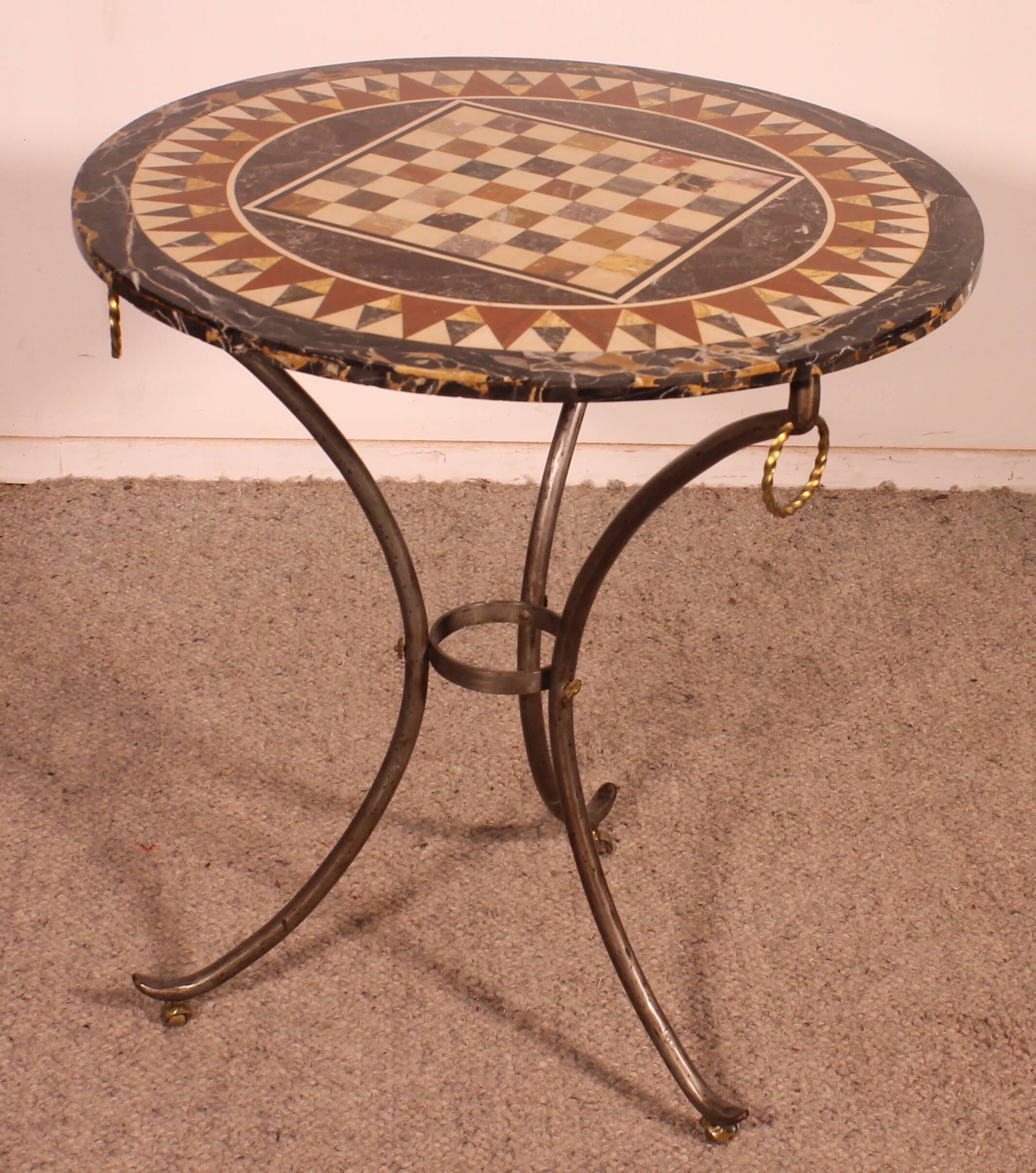 gueridon with a pietra dura top featuring a game board - 18th century