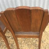 4 wooden and leather chairs art deco