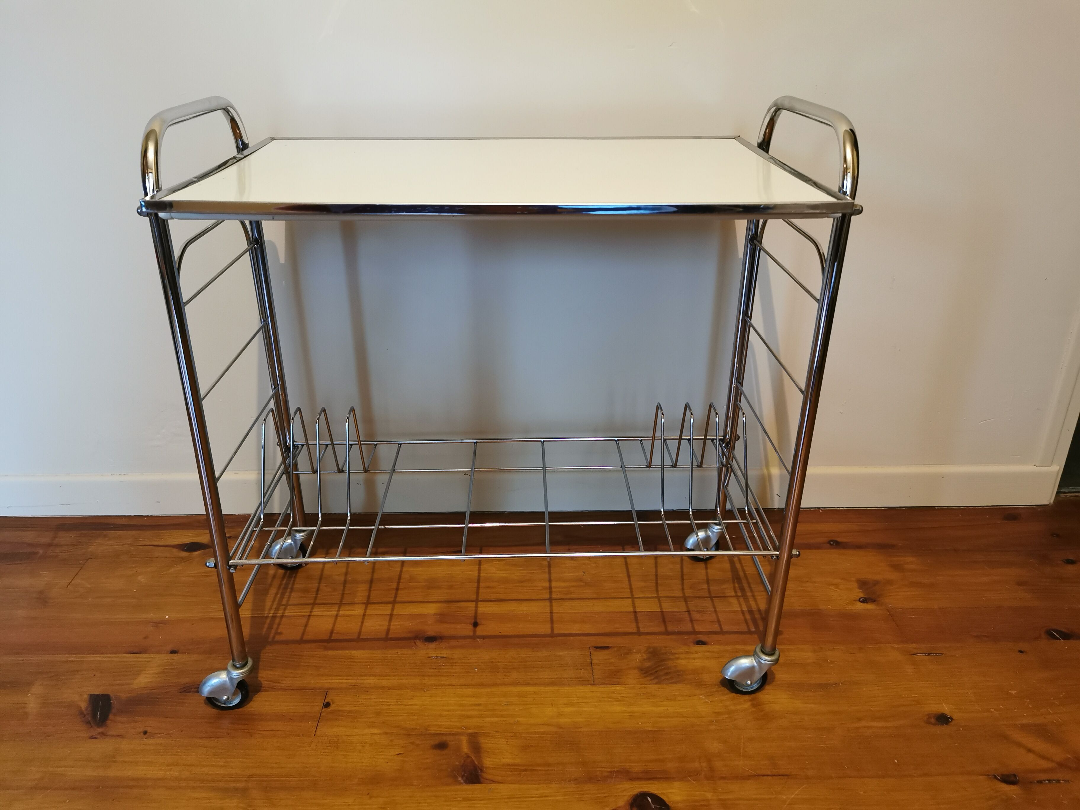 Vintage wheeled service in chrome-plated metal