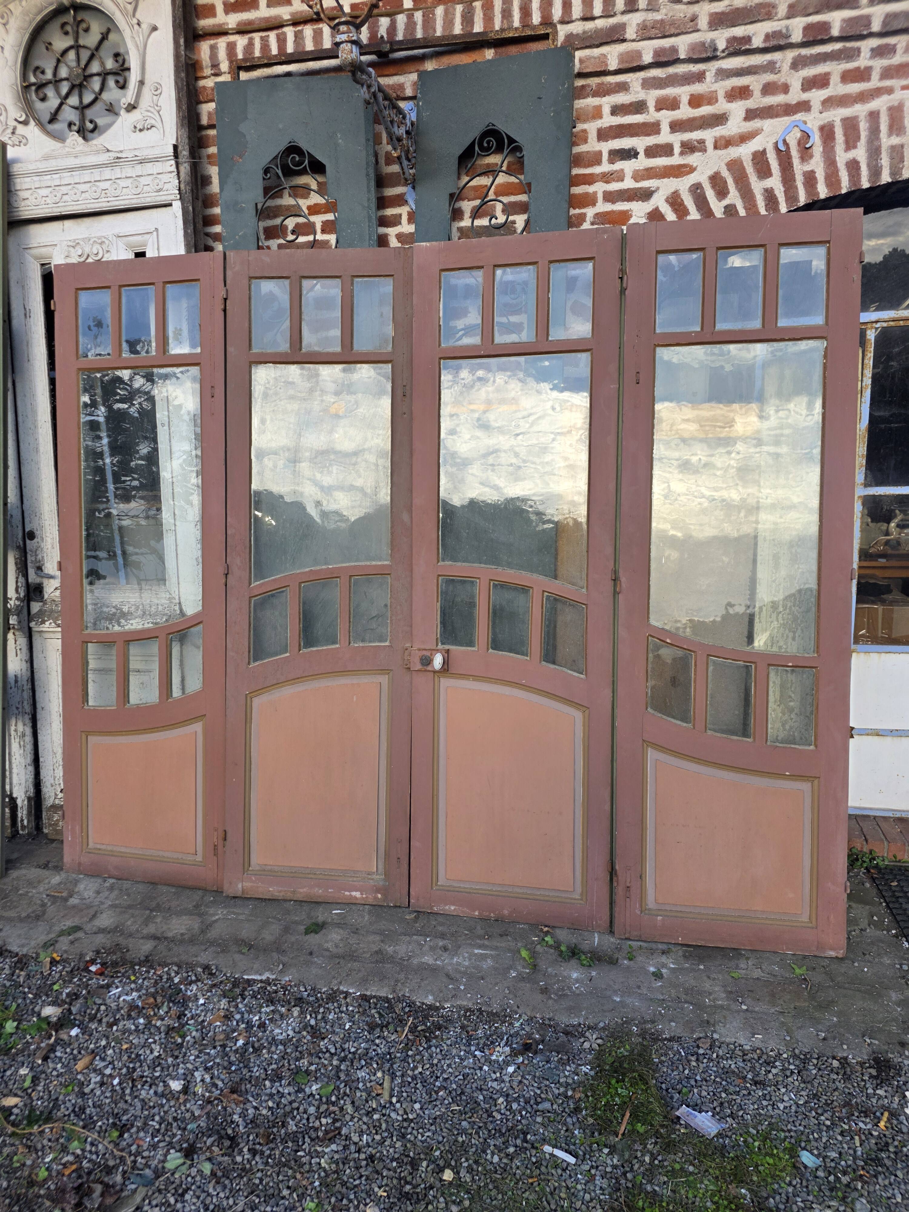4 Art Nouveau partition doors + transom