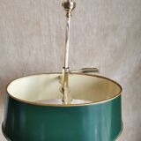 Lampe bouillotte en bronze à deux bras de lumière
