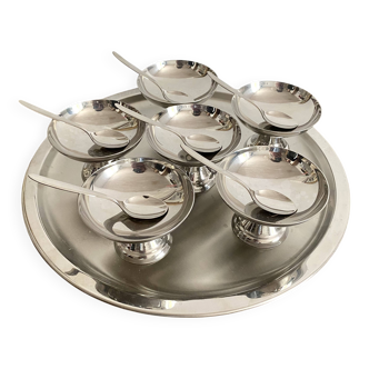 Stainless steel ice cream cup and tray set