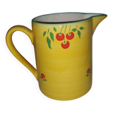 superb jug carafe pitcher Luneville France vintage cherry pattern