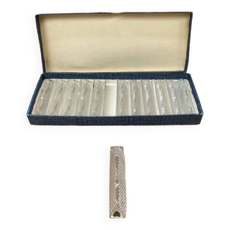 Antique set of 12 crystal knife holders art table kitchen vintage