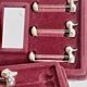 12 silver-plated metal duck knife rests with crystal.