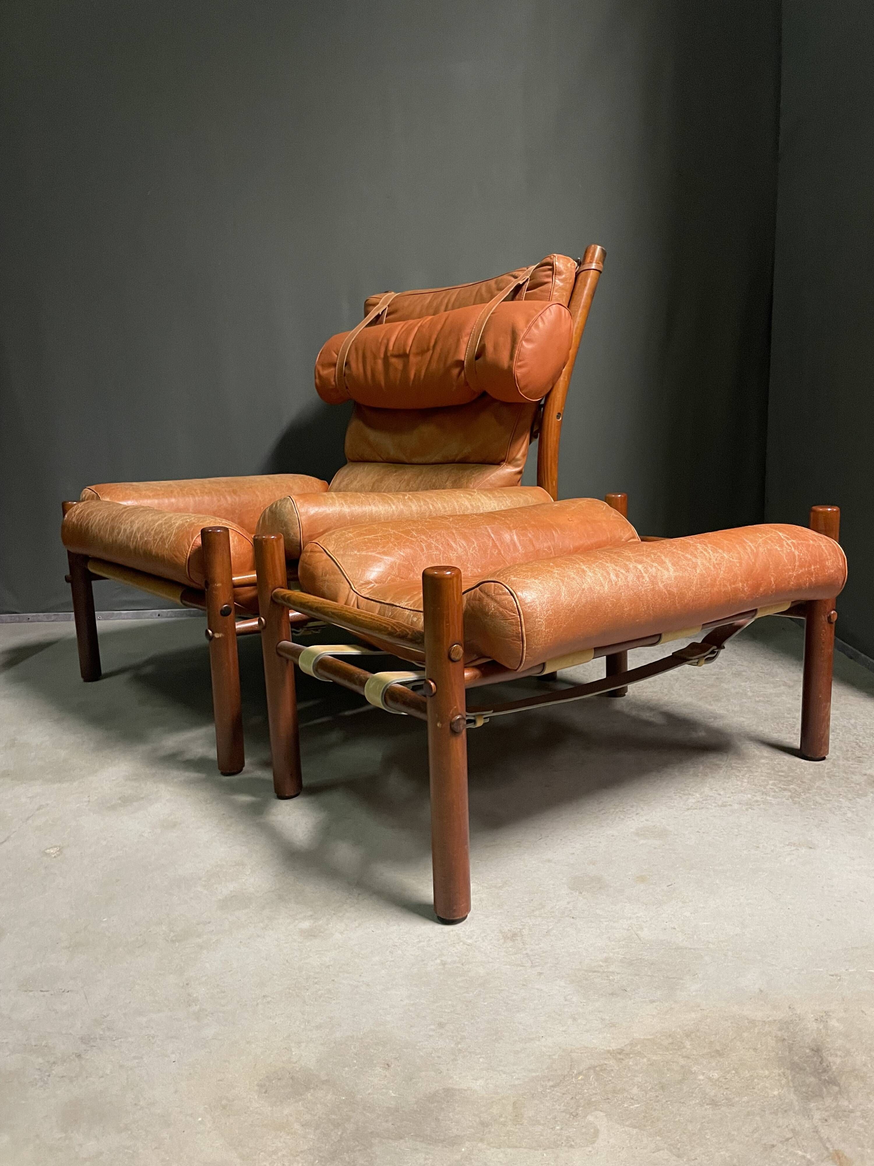 Arne Norell Inca Lounge Chair and footstool Sweden 1960's