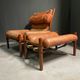 Arne Norell Inca Lounge Chair and footstool Sweden 1960's