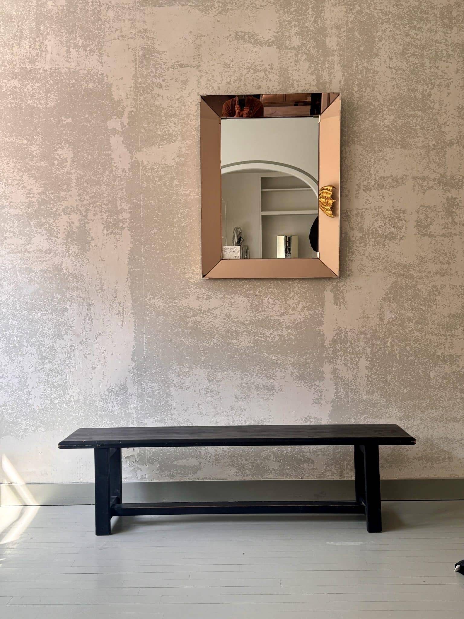 Antique black patinated wooden bench