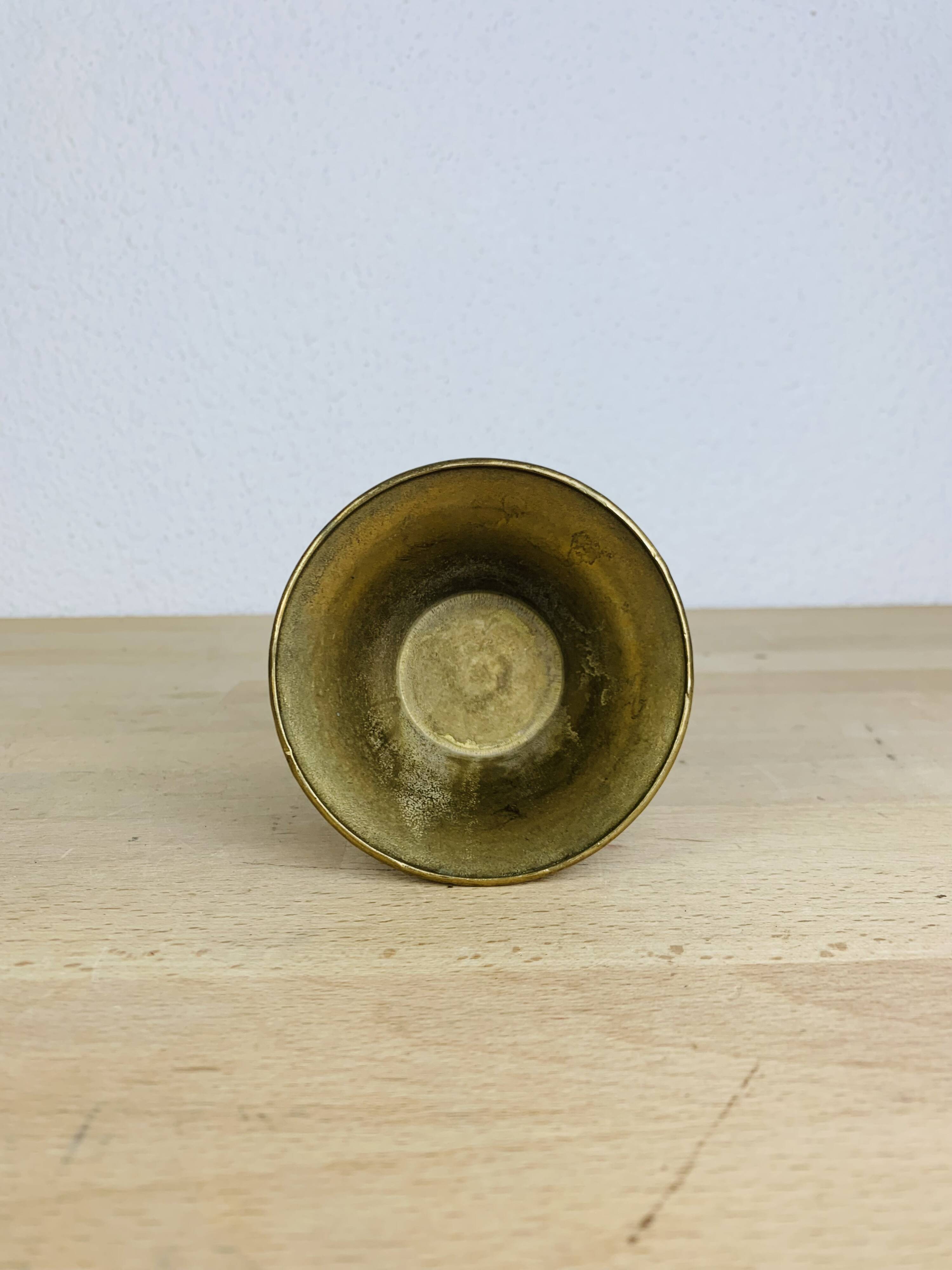 Scandinavian style gold-plated brass candle holder, vintage
