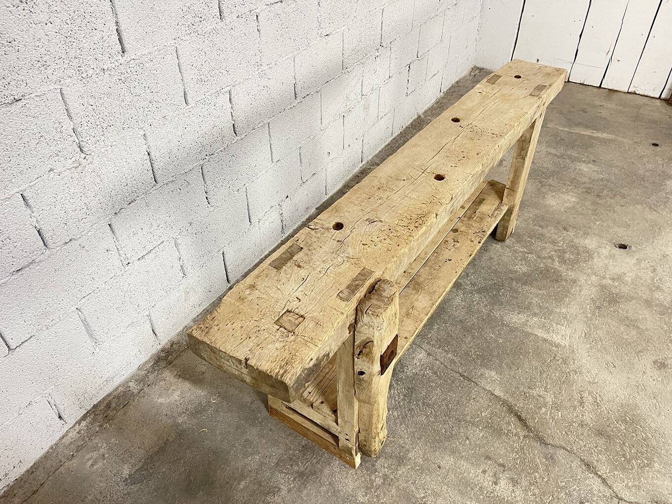 Primitive beech workbench from the 1900s