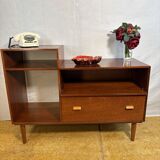 Mid Century Retro Teak Telephone Seat / Media Cabinet (Circa 1960)  A super