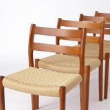 Set of 4 Niels Otto Møller Model 84 Chairs – Danish Teak & Paper Cord, 1970