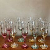 Colorful champagne flutes